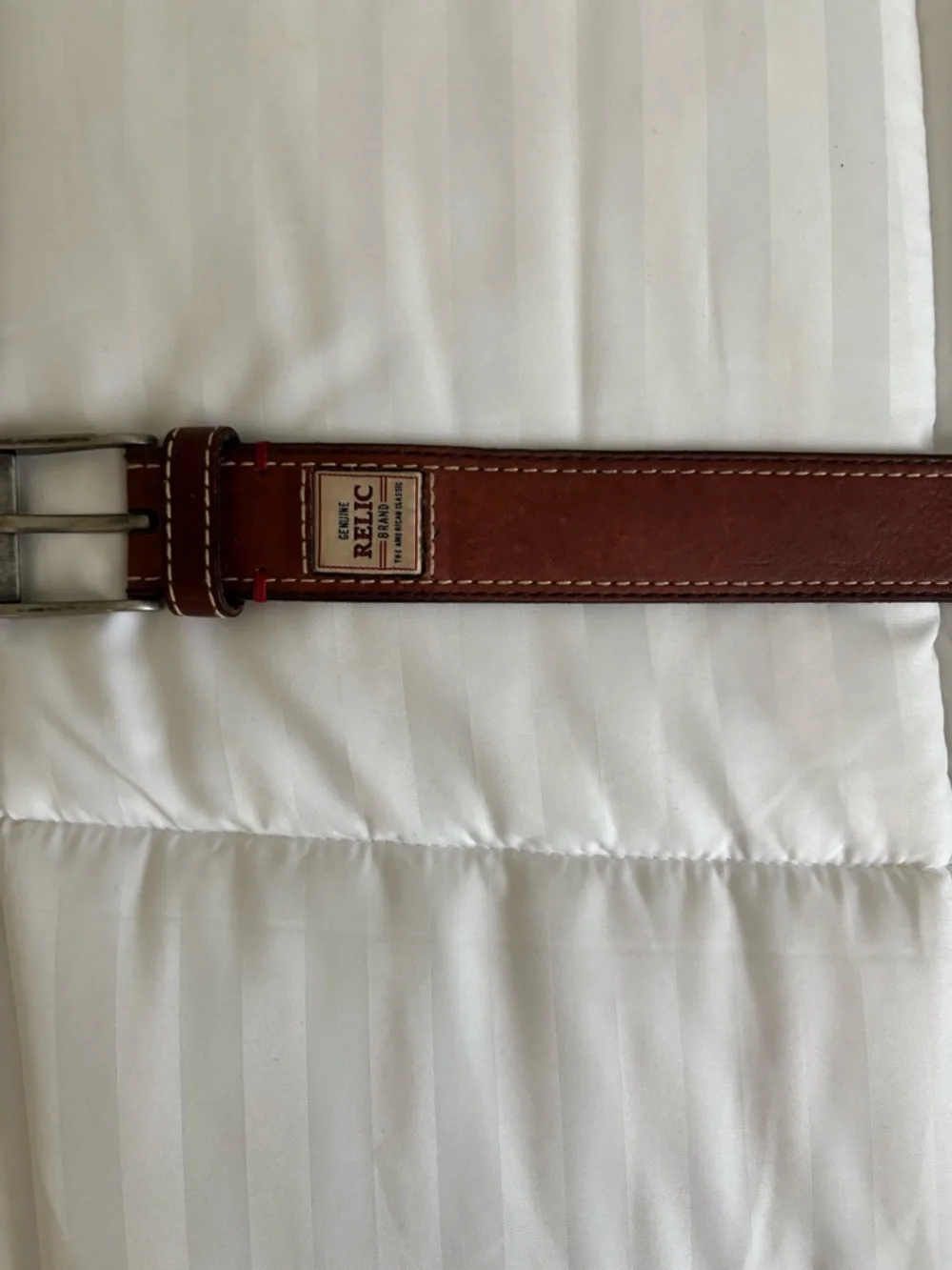Men's Brown Leather Belt with Silver Buckle by Relic size 40 - Picture 8 of 9